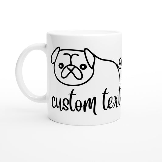 Personalised Pug Line Drawing - Pug Coffee Mug