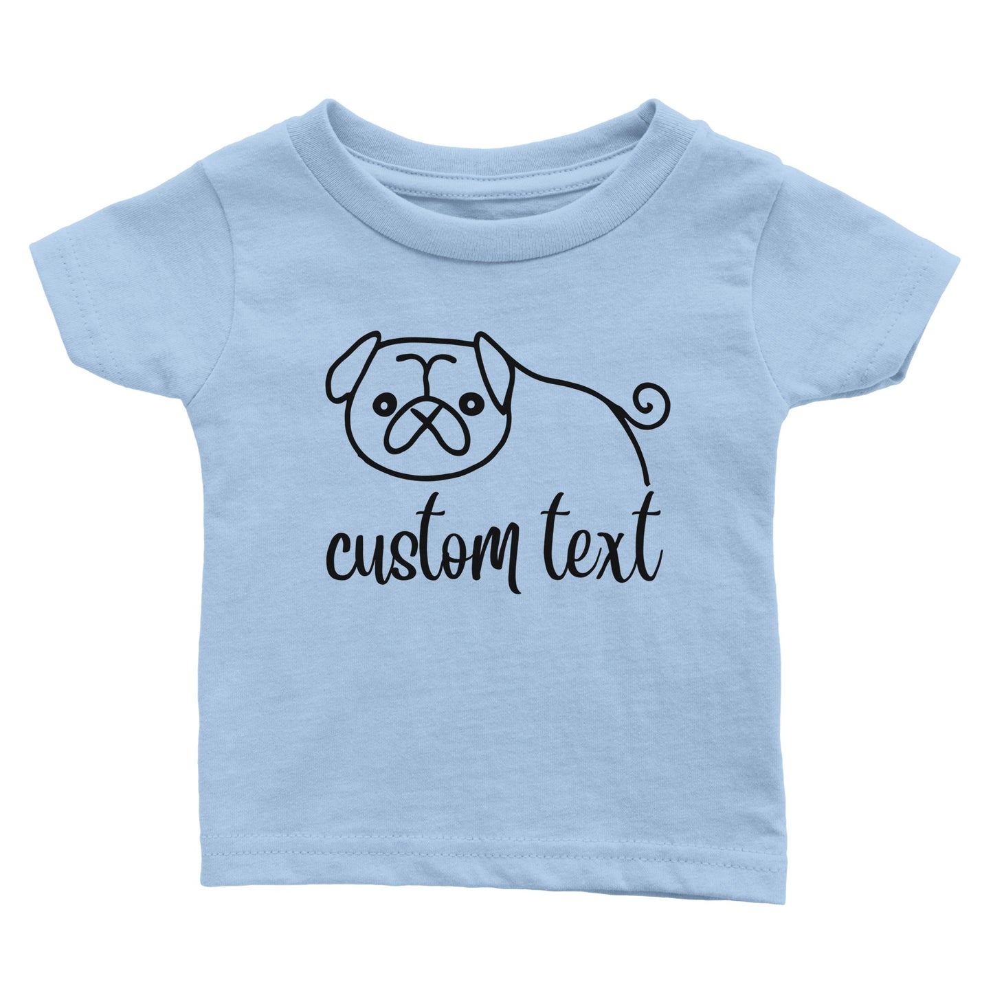 Personalised Pug Line Drawing - Babies T-shirt