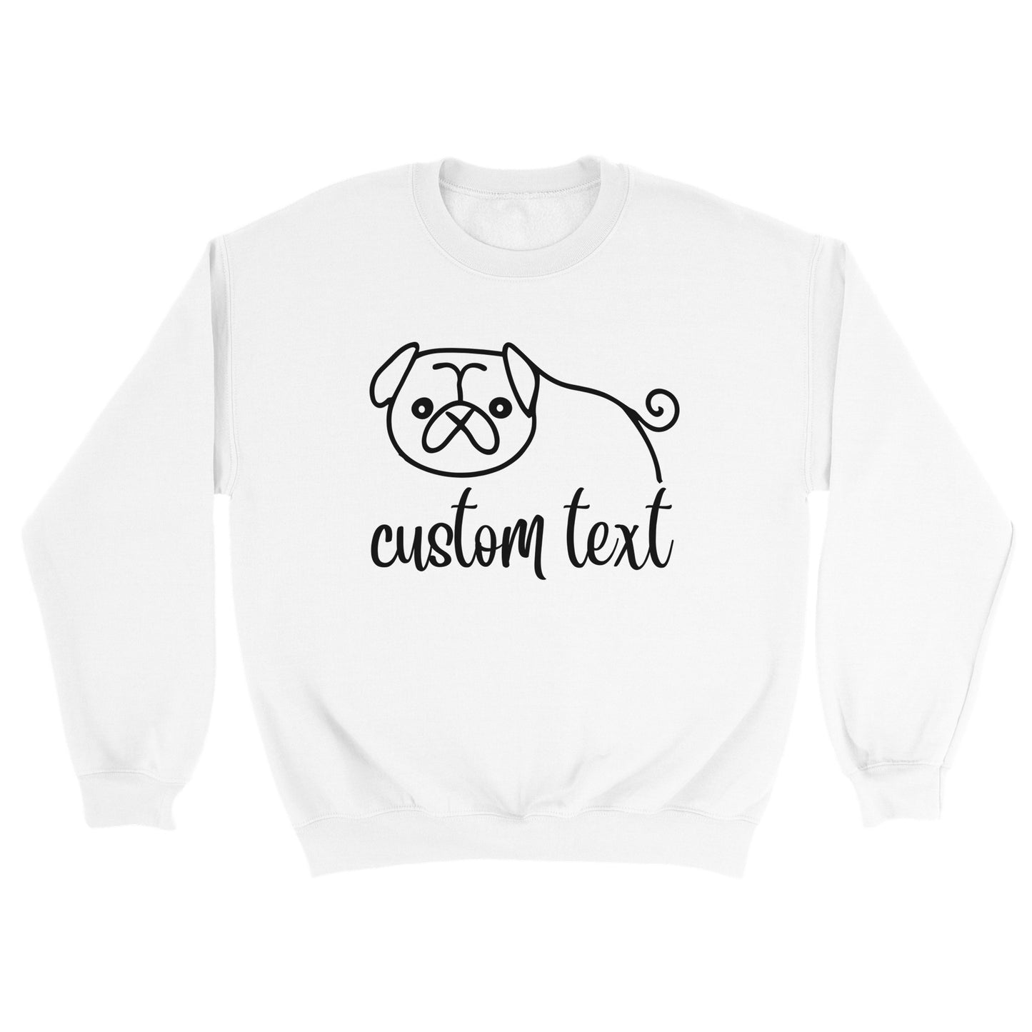 Personalised Pug Line Drawing  - Crewneck Sweatshirt