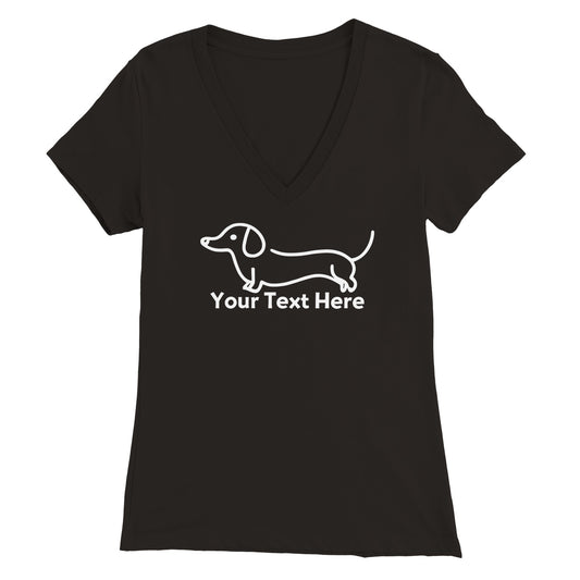 Personalised Dachshund Line Drawing - Womens V-Neck T-shirt