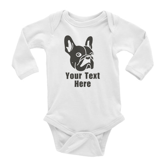 Personalised French Bulldog Line Drawing - Baby Longsleeve Bodysuit