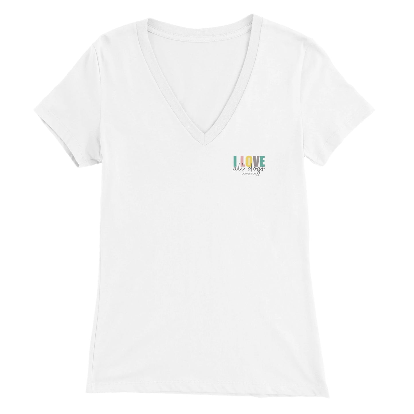 Colourful I Love All Dogs Corner - Womens V-Neck T-shirt