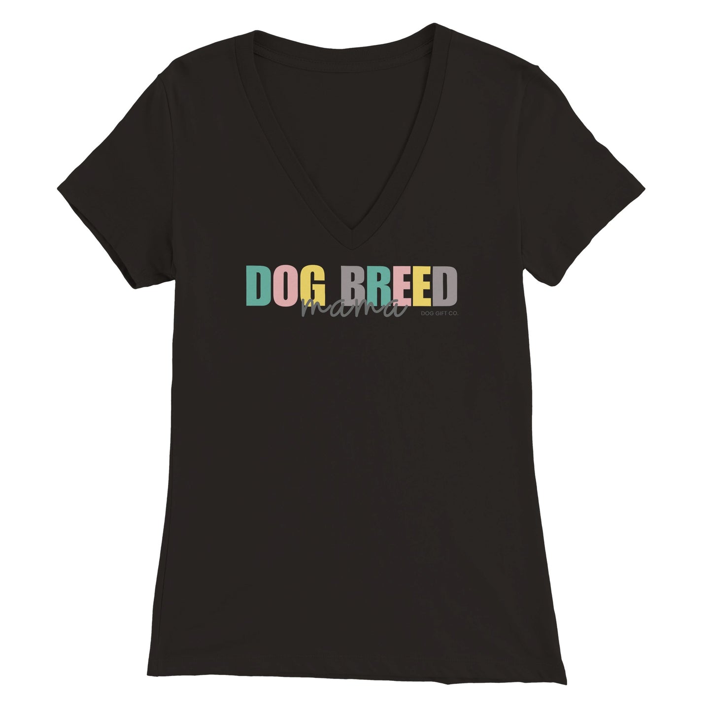 Personalised Colourful Dog Breed Mama - Womens V-Neck T-shirt