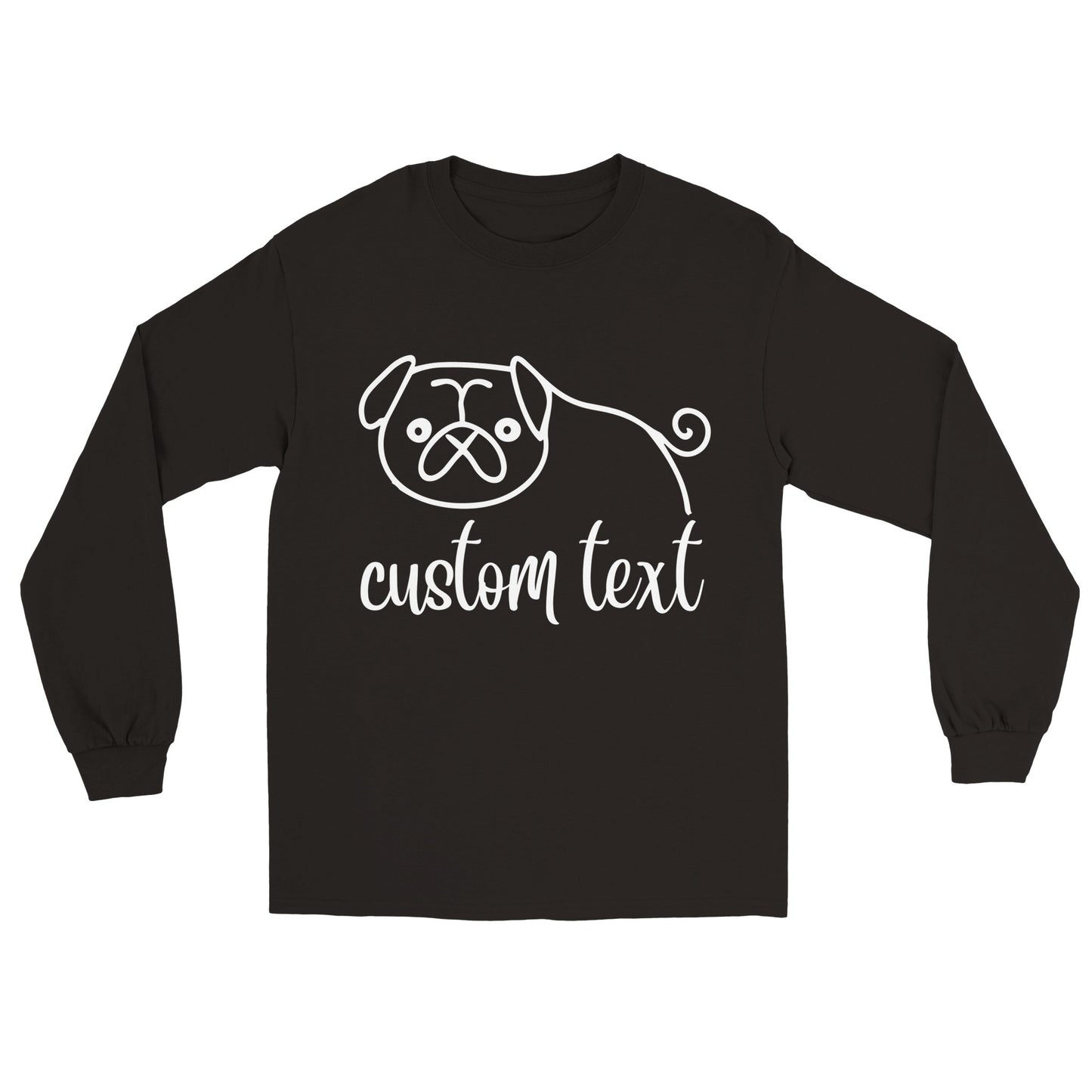 Personalised Pug Line Drawing - Longsleeve T-shirt