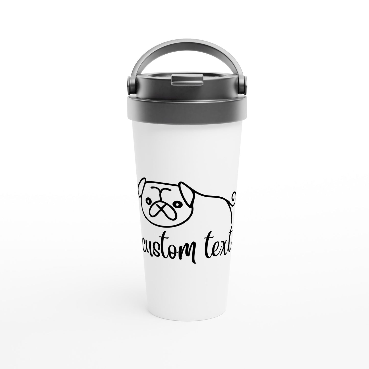 Personalised Pug Line Drawing - Pug Travel Mug