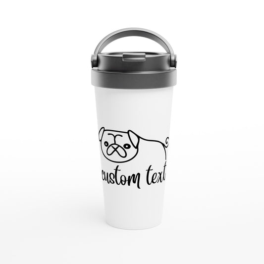 Personalised Pug Line Drawing - Pug Travel Mug