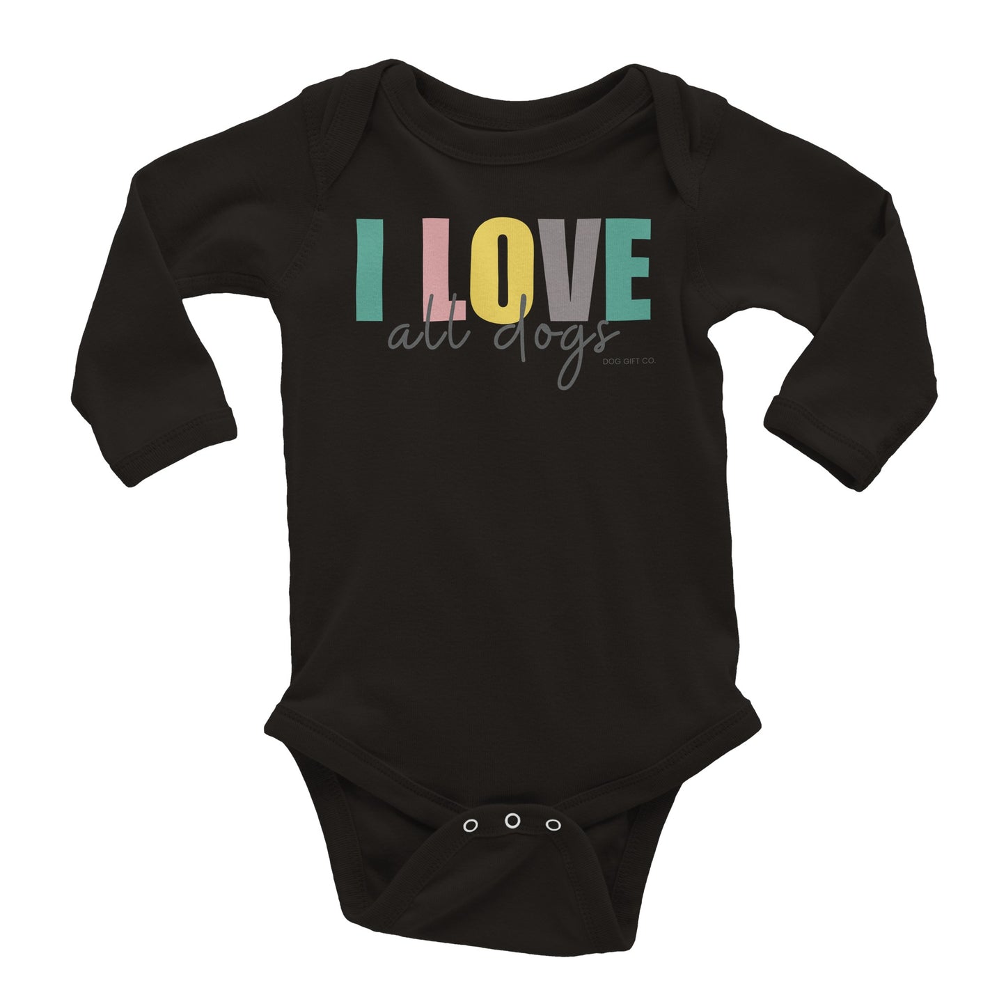 Colourful I Love All Dogs - Baby Longsleeve Bodysuit