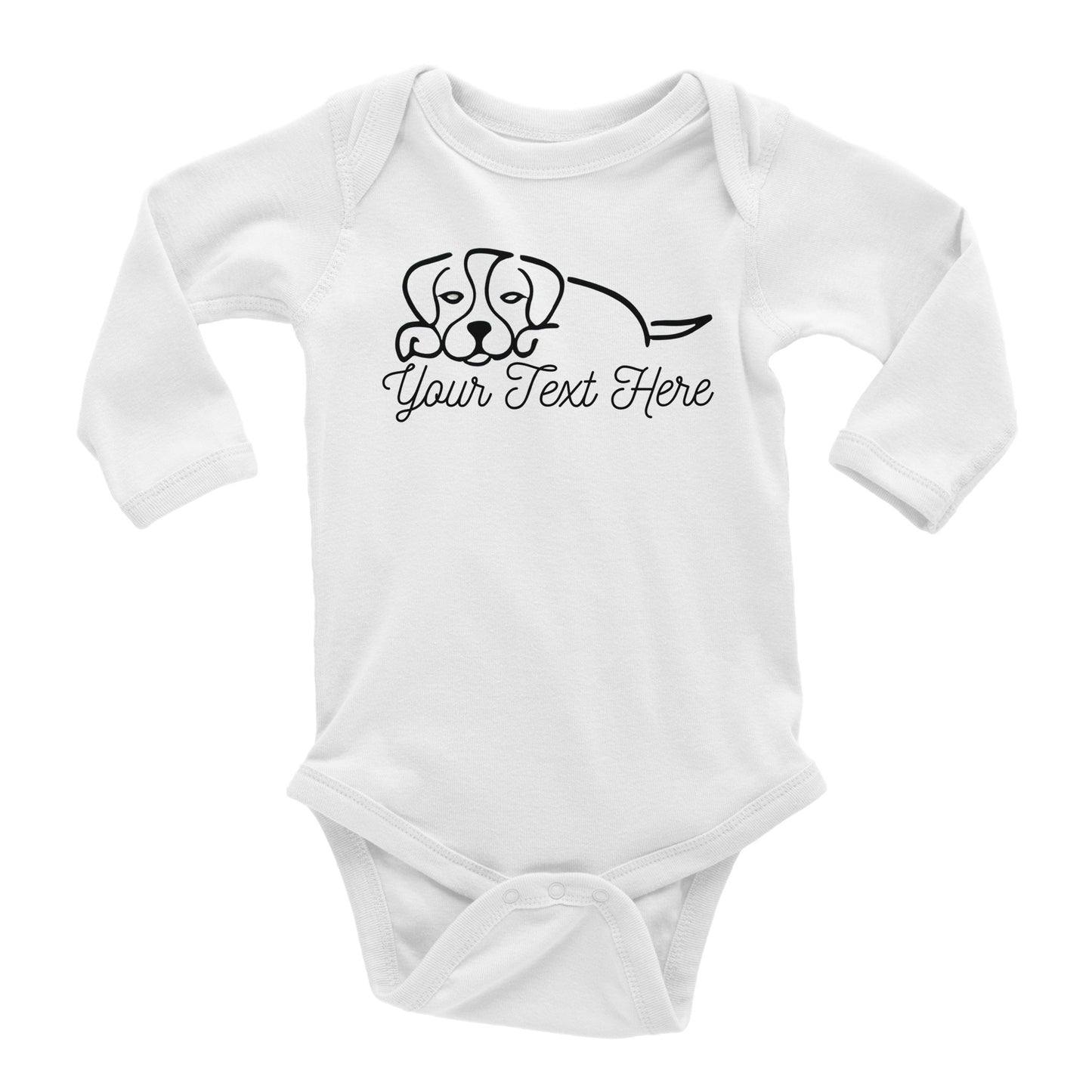 Personalised Beagle Line Drawing - Baby Longsleeve Bodysuit