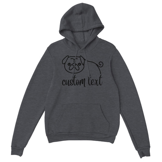 Personalised Pug Line Drawing - Pullover Hoodie