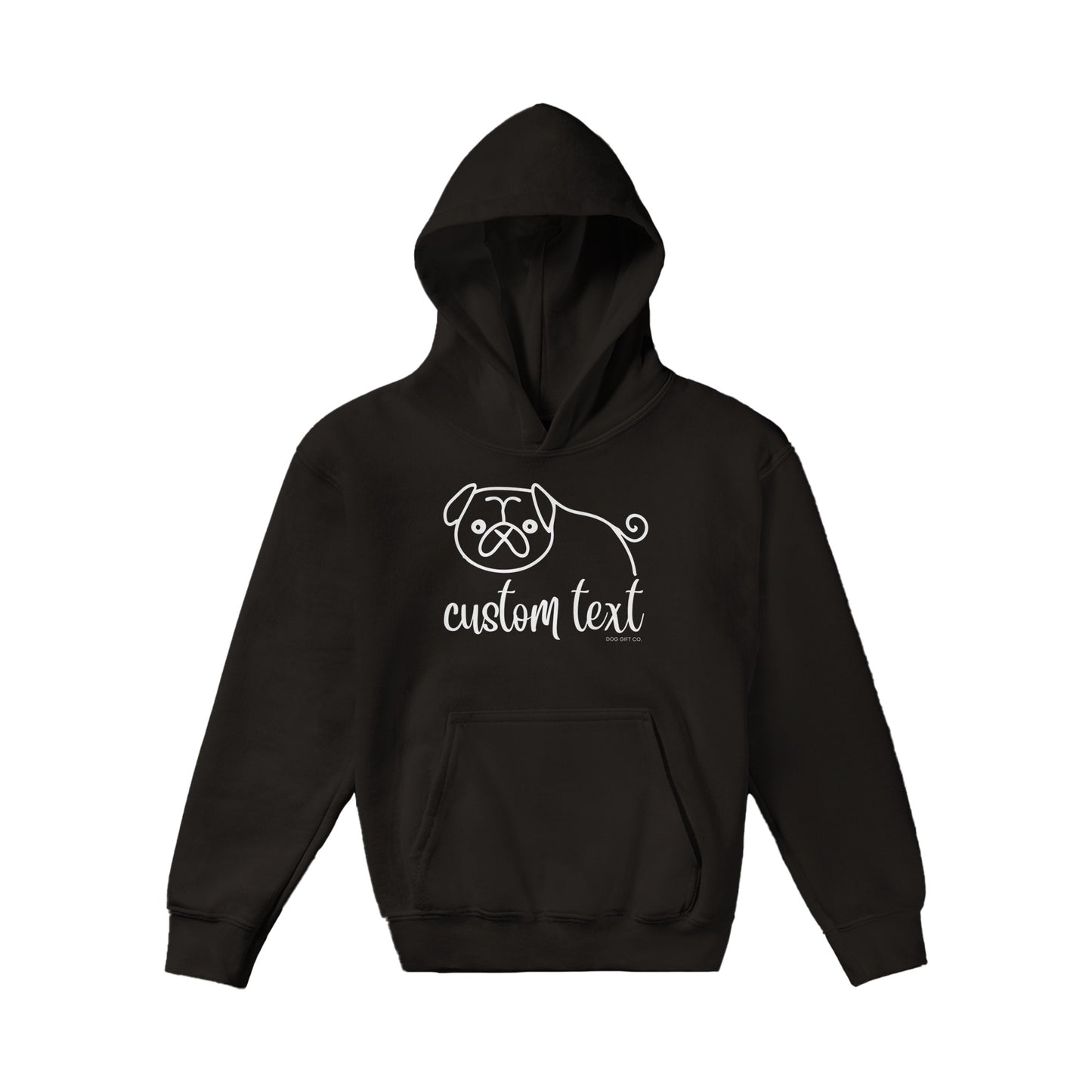 Personalised Pug Line Drawing - Kids Hoodie