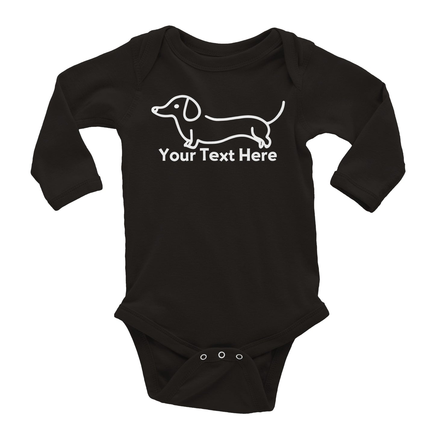 Personalised Dachshund Line Drawing - Baby Longsleeve Bodysuit