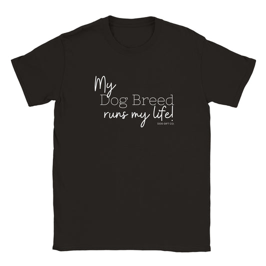 Personalised My Dog Breed Runs My Life - Classic Crewneck T-shirt