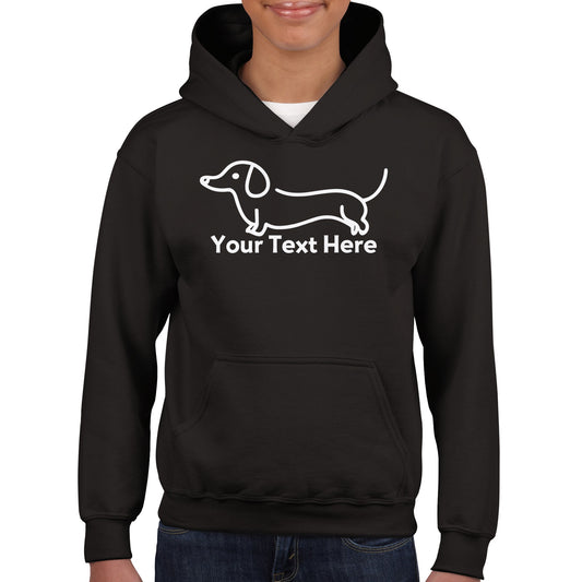 Personalised Dachshund Line Drawing - Kids Hoodie