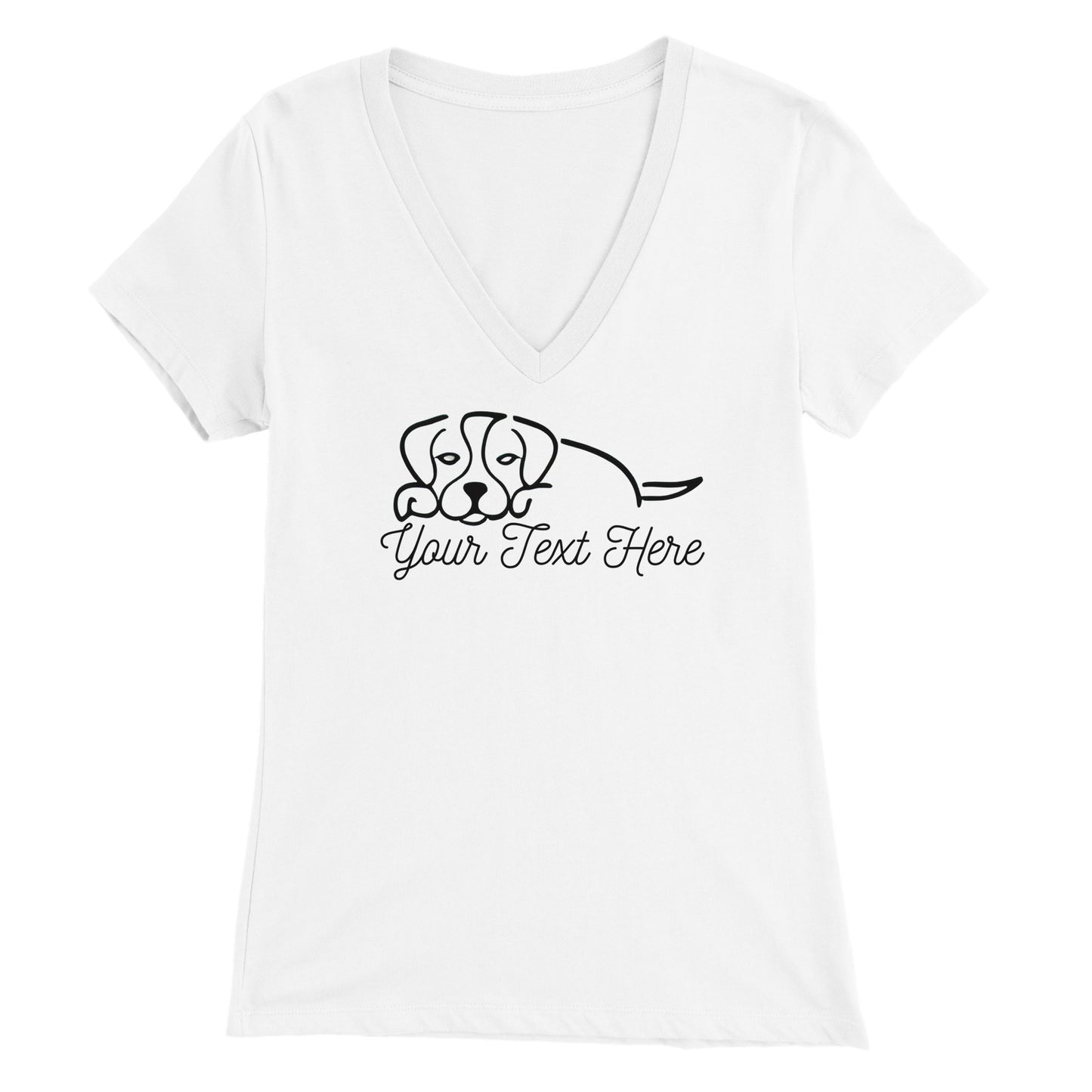 Personalised Beagle Line Drawing - Womens V-Neck T-Shirt