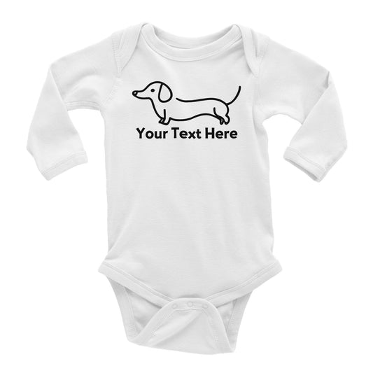 Personalised Dachshund Line Drawing - Baby Longsleeve Bodysuit