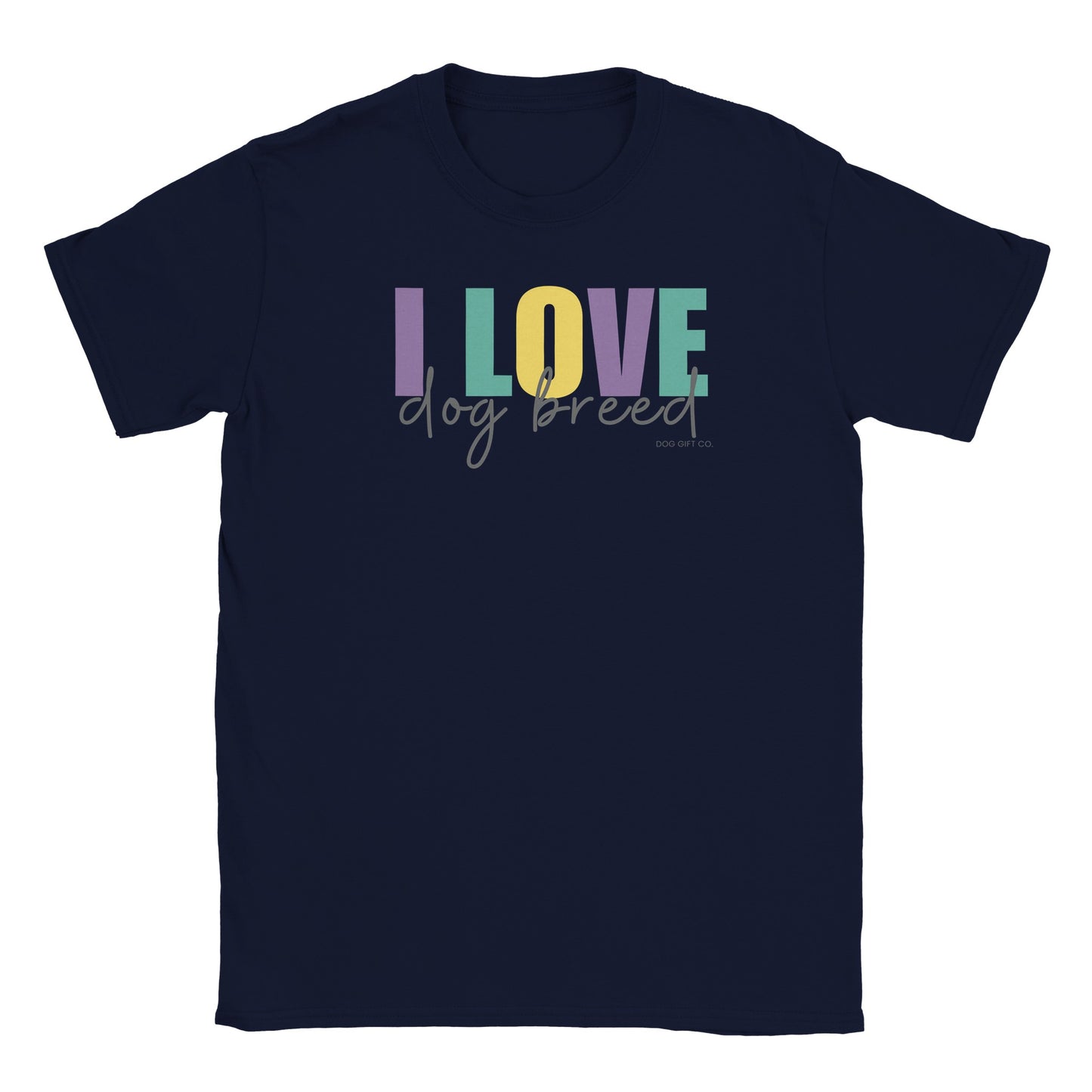 Personalised Colourful I Love Dog Breed - Classic Kids T-shirt