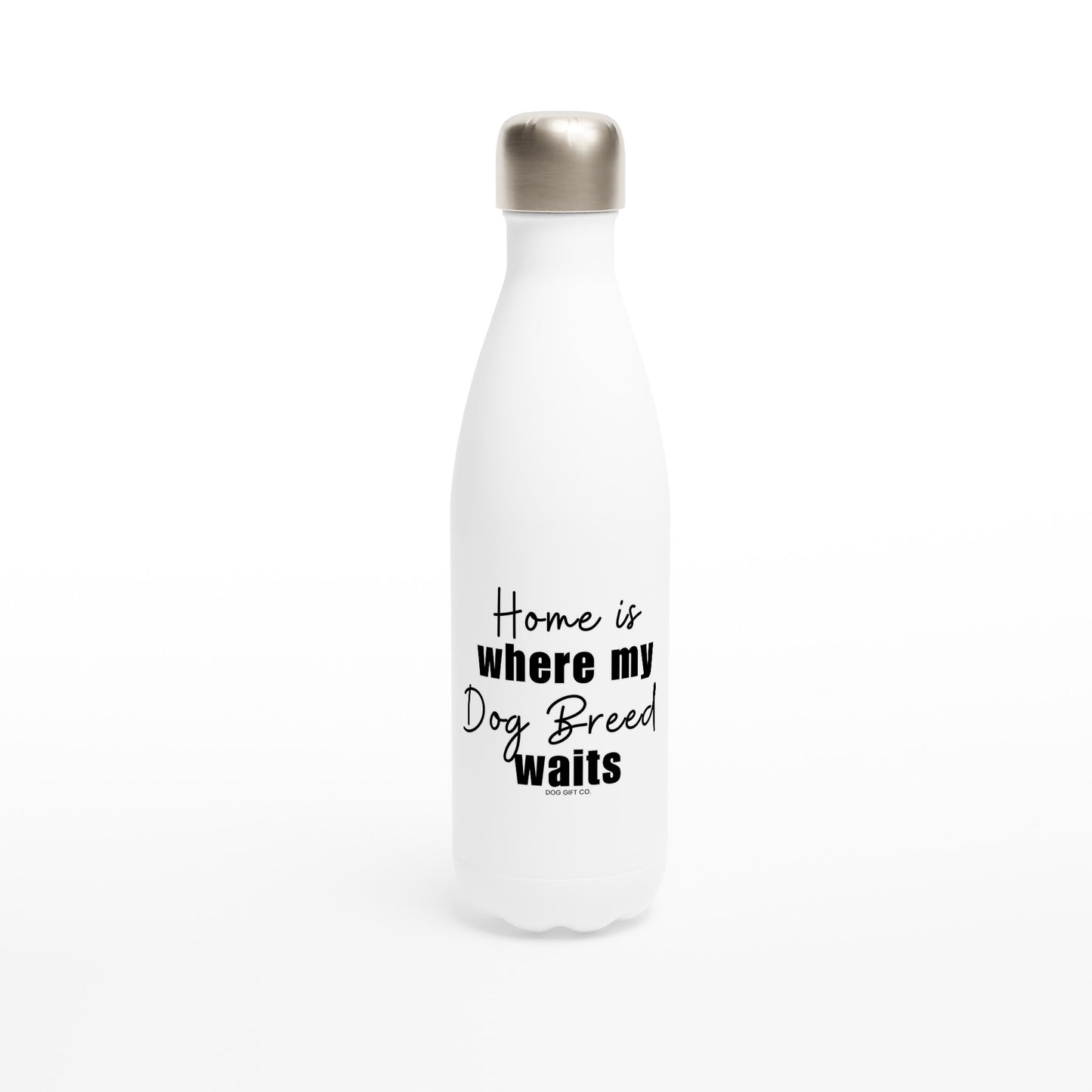 Personalised Home is Where my Dog Breed Waits - Water Bottle