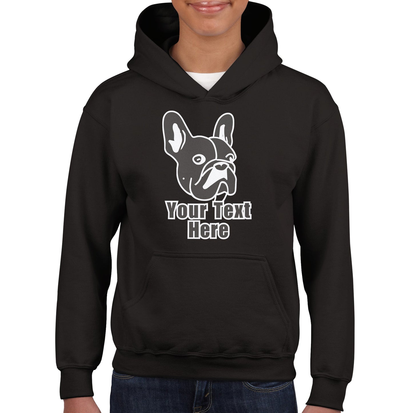 Personalised French Bulldog Line Drawing - Kids Hoodie