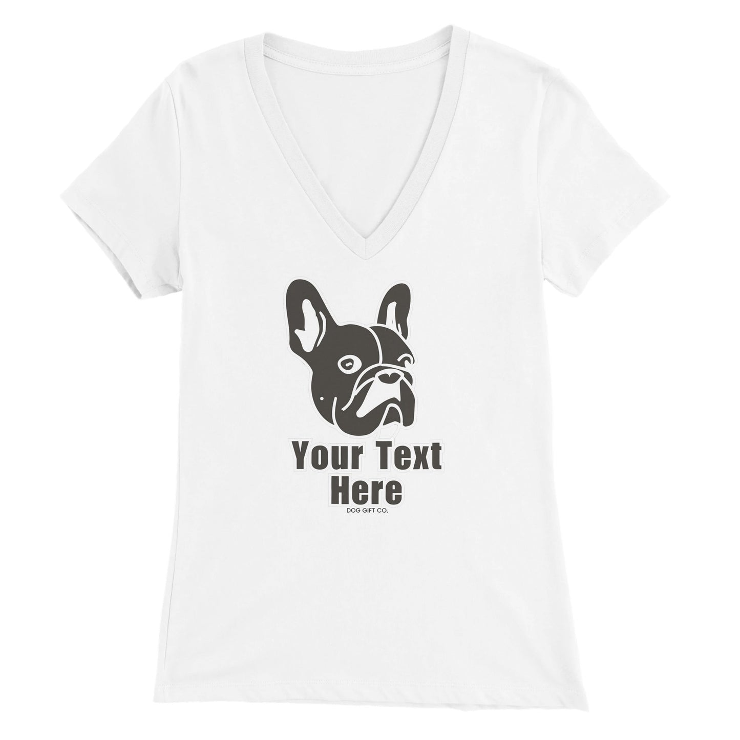 Personalised French Bulldog Line Drawing - Womens V-Neck T-shirt