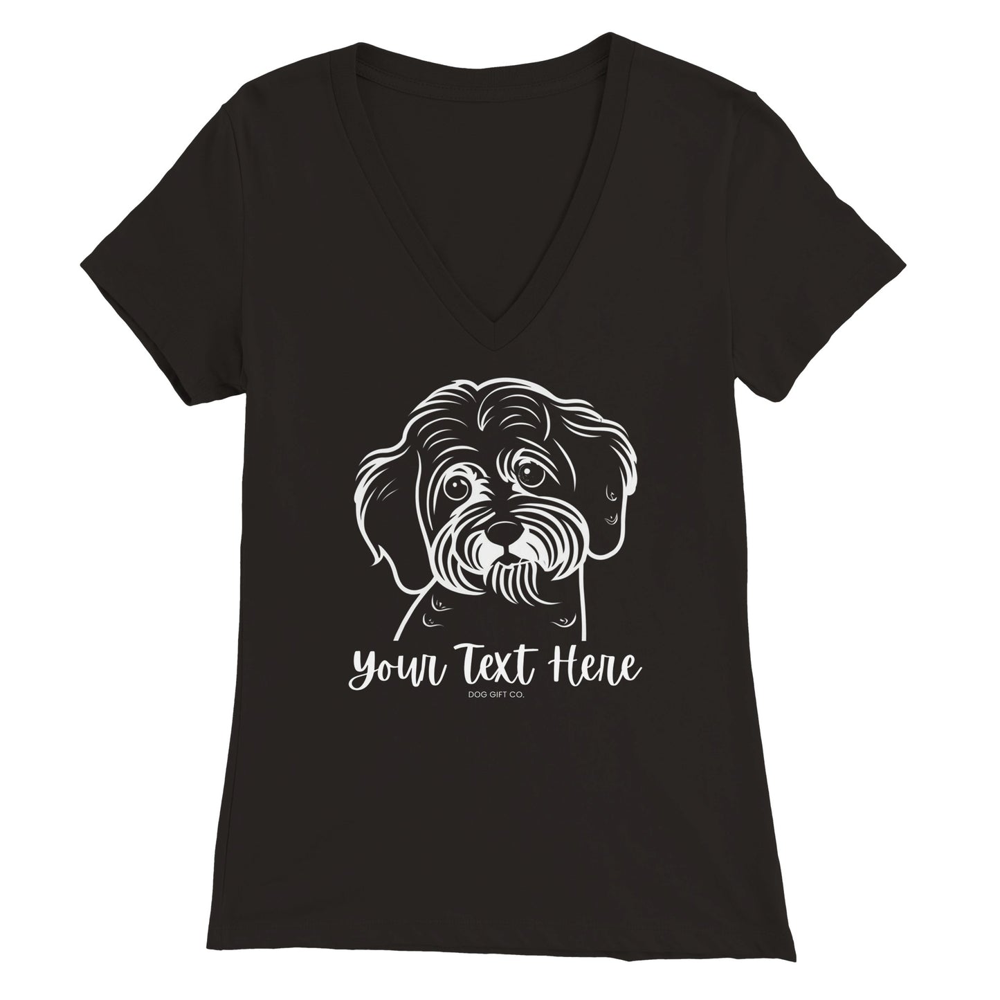 Personalised Cavoodle_Cavapoo Line Drawing - Womens V-Neck T-shirt