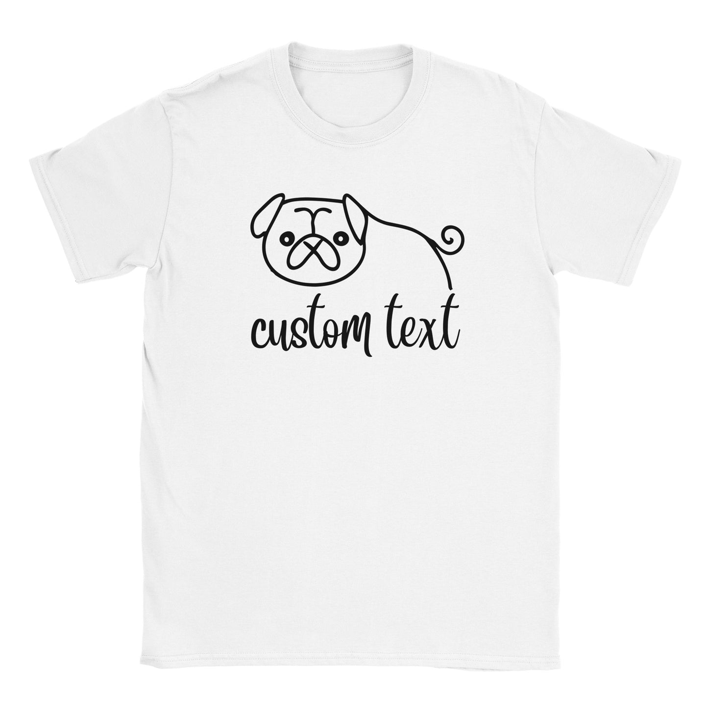 Personalised Pug Line Drawing - Classic Crewneck T-shirt