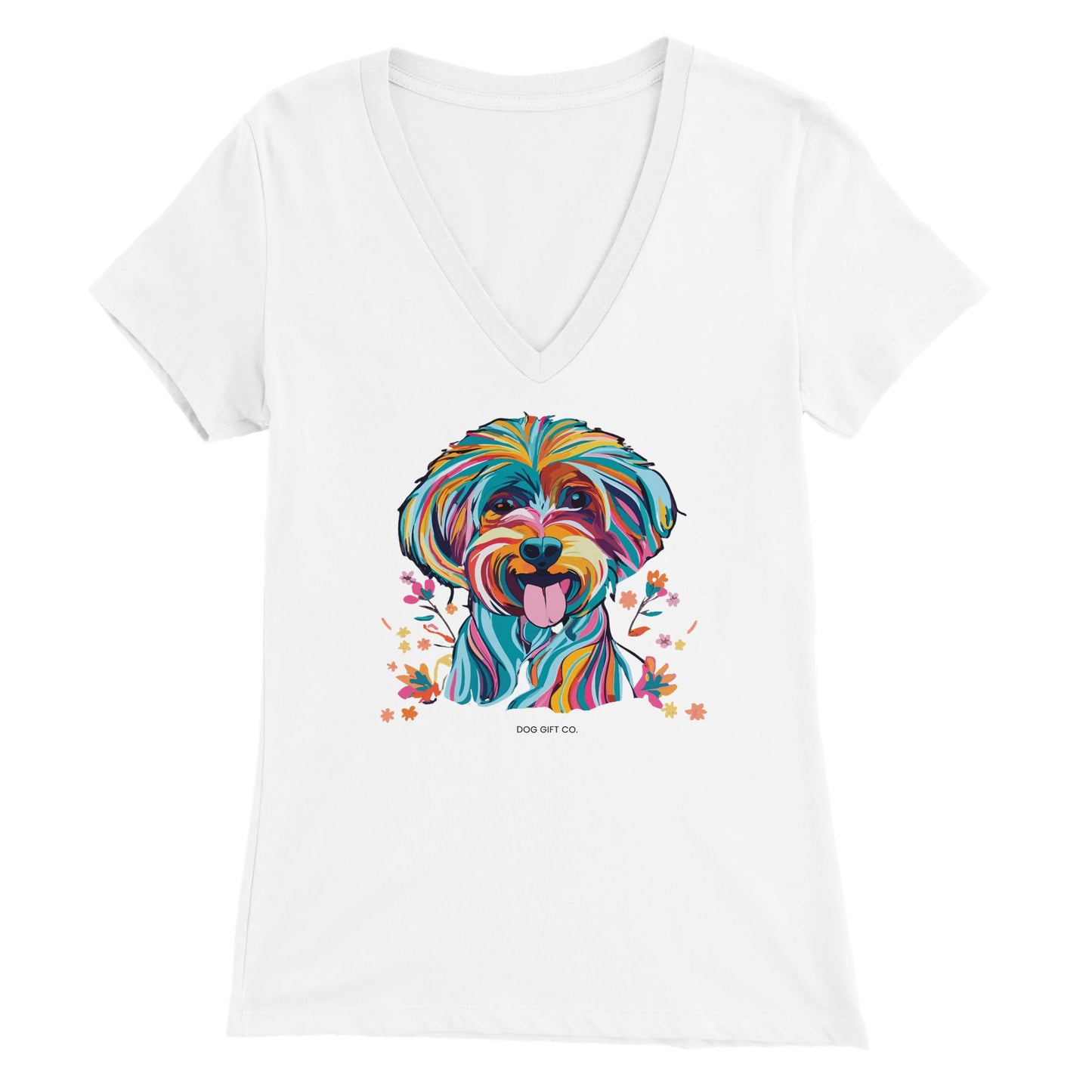 Personalised Vibrant Cavapoo or Cavoodle - Womens V-Neck T-shirt