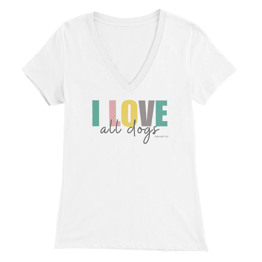 Colourful I Love All Dogs - Womens V-Neck T-shirt