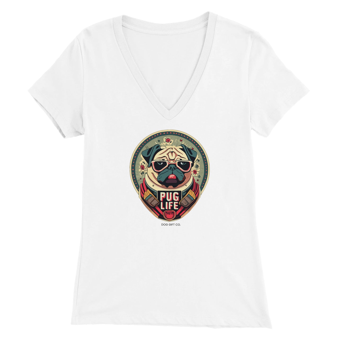 Pug Life Womens V-Neck T-shirt