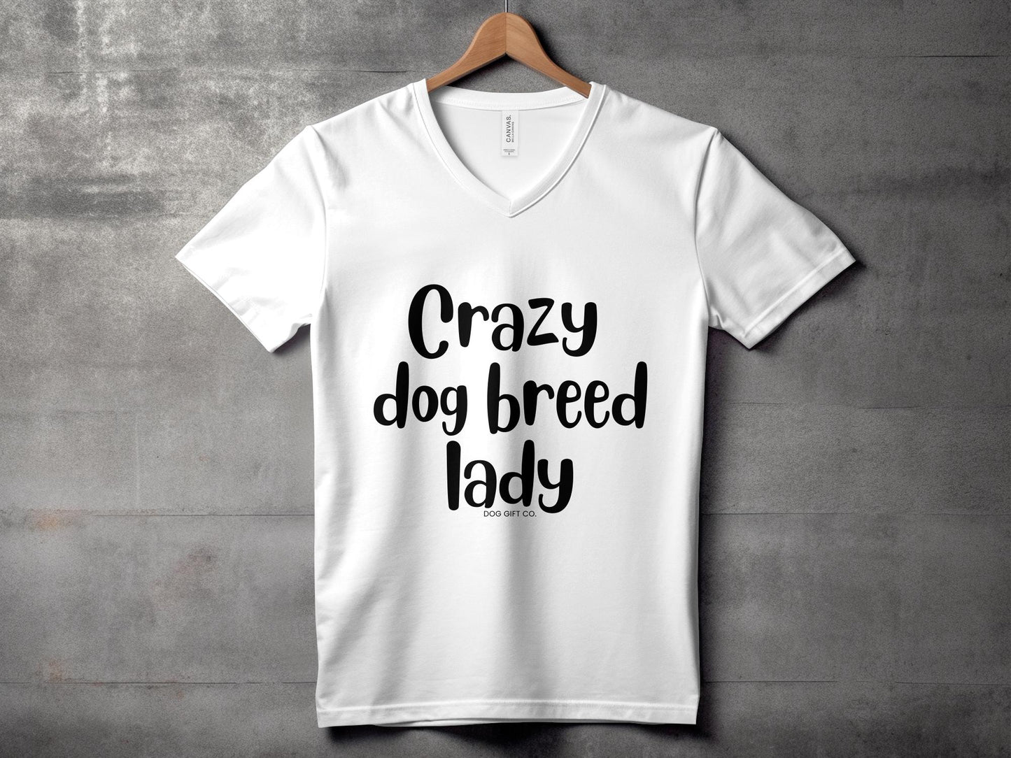 Personalised Crazy Dog Breed Lady - Womens V-Neck T-shirt