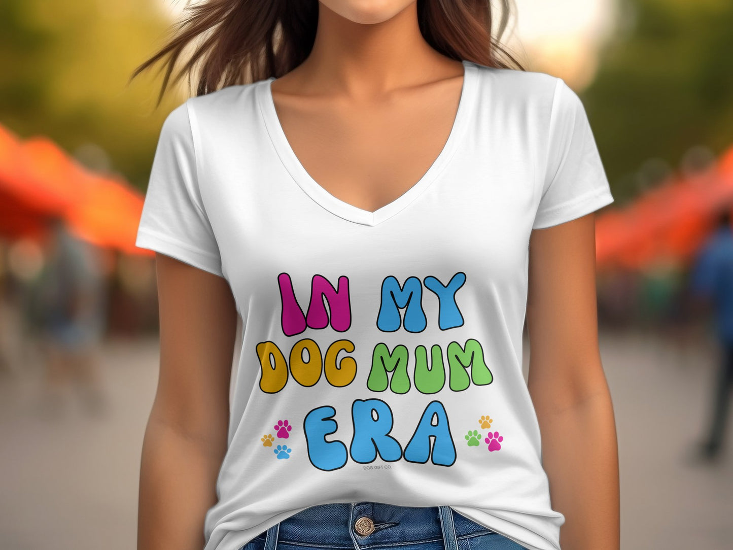 Customisable In My Dog Mum Era - Womens V-Neck T-shirt