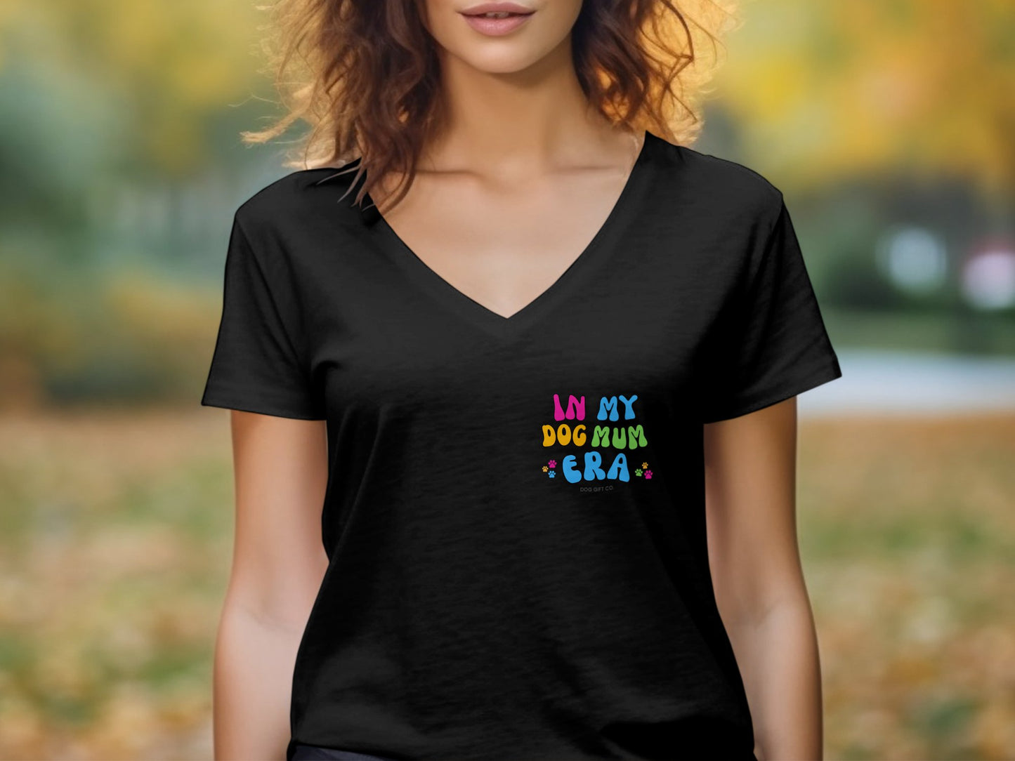 Customisable In My Dog Mum Era Corner - Womens V-Neck T-shirt