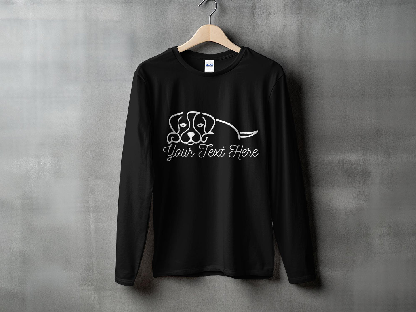 Personalised Beagle Line Drawing - Longsleeve T-shirt