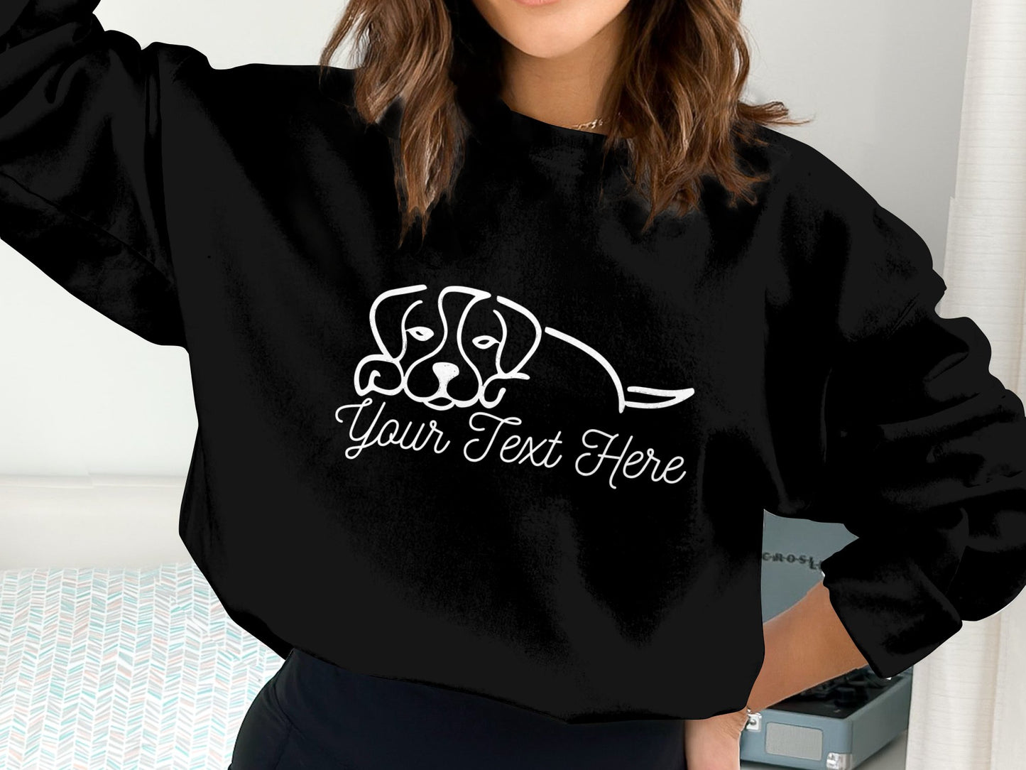 Personalised Beagle Line Drawing - Crewneck Sweatshirt