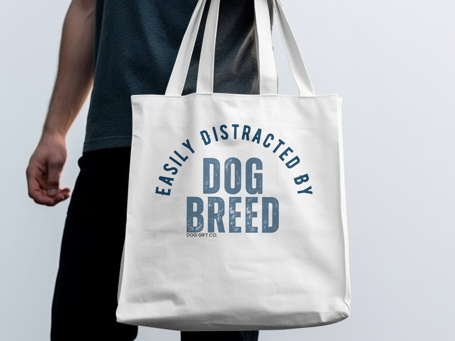 Easily Distracted By Dog Breed Custom Tote Bag