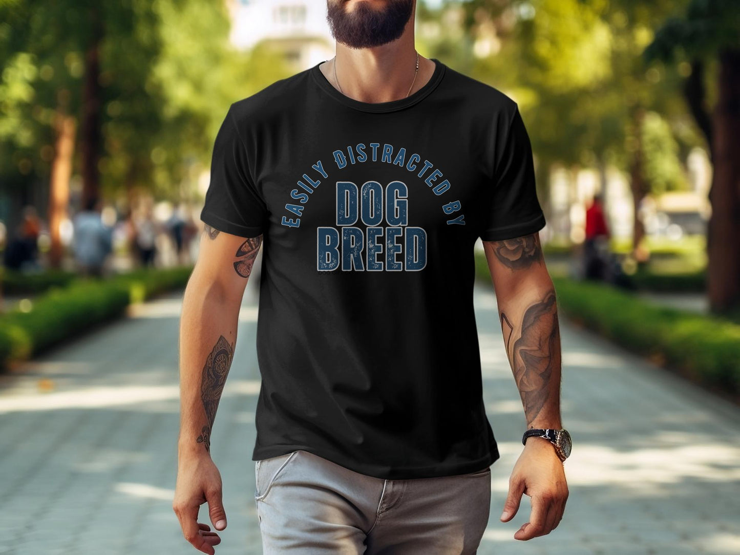 Easily Distracted By Dog Breed Custom Classic Crewneck T-shirt