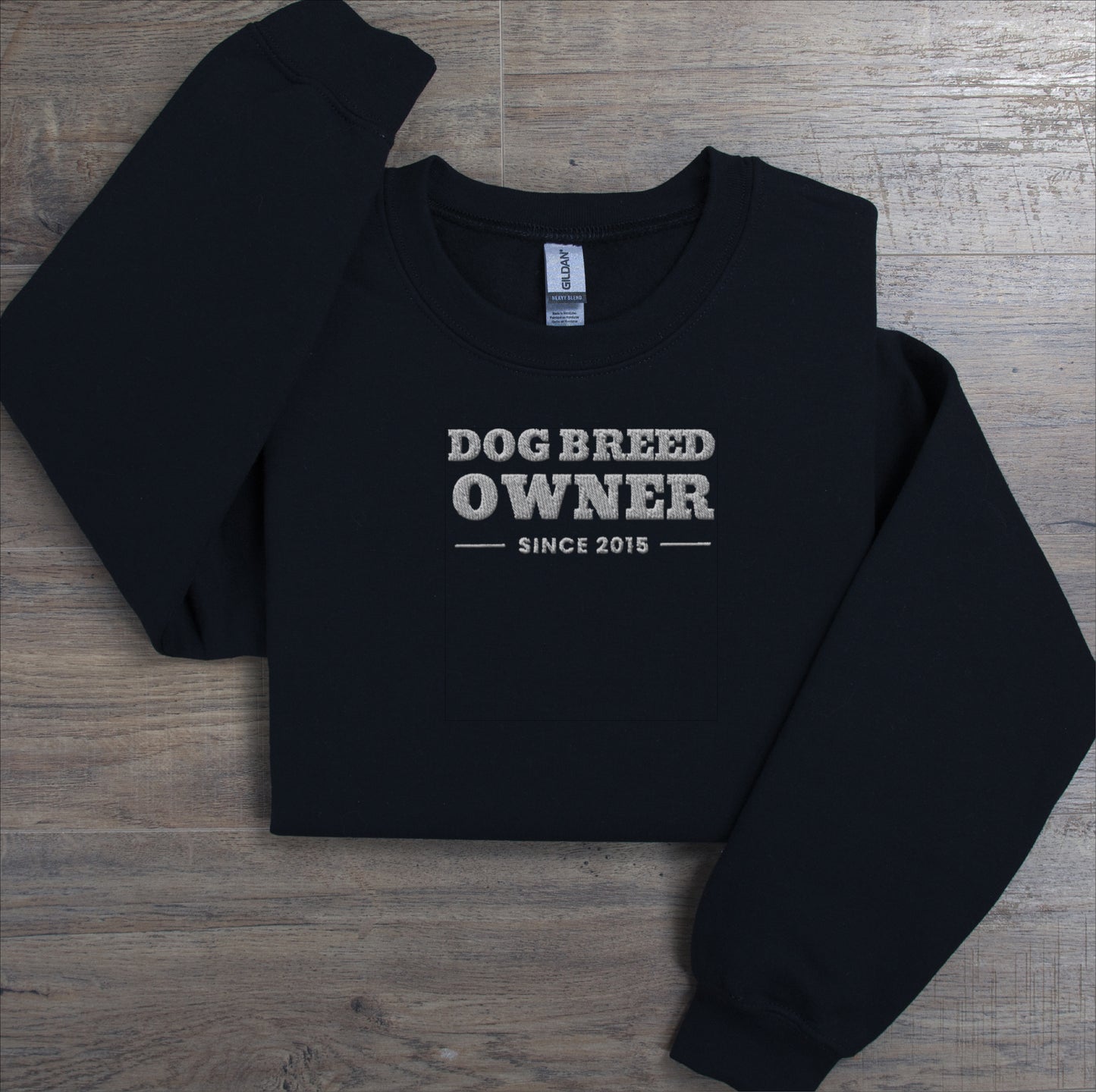 Embroidered Personalised Dog Breed Since Centre - Crewneck Sweatshirt