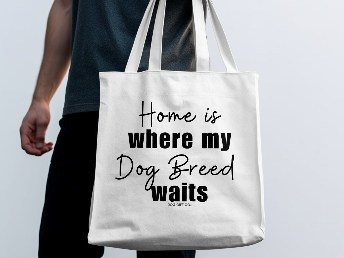 Personalised Home is Where my Dog Breed Waits - Tote Bag