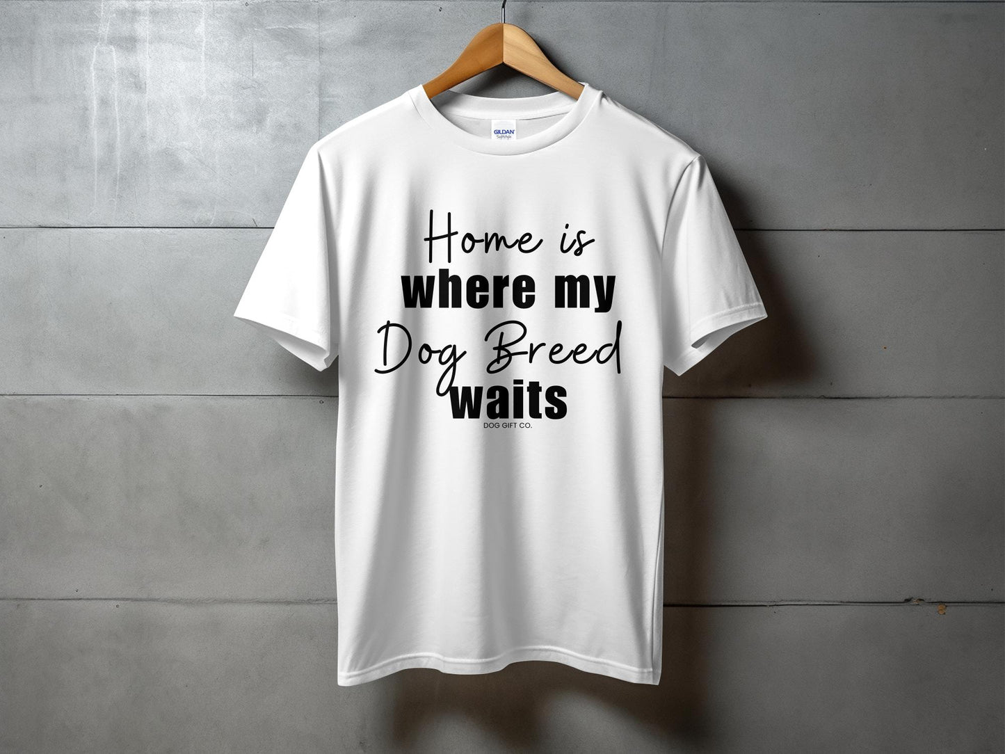 Personalised Home is Where my Dog Breed Waits - Classic Crewneck T-shirt