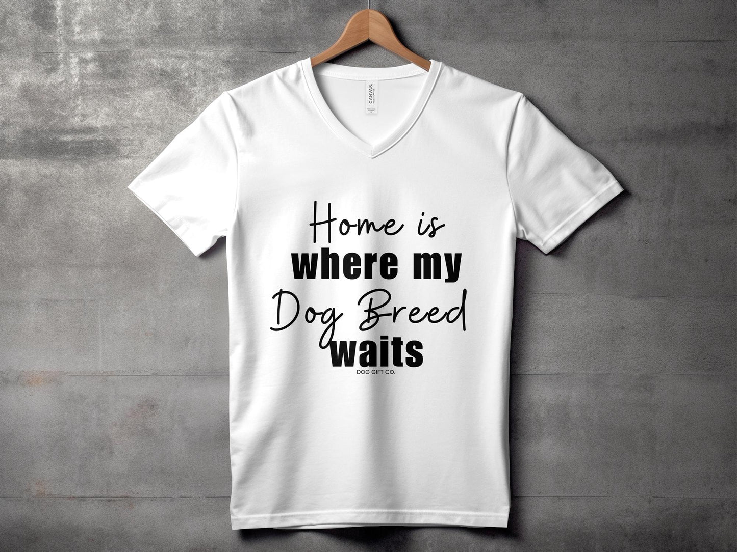 Personalised Home is Where my Dog Breed Waits - Womens V-Neck T-shirt