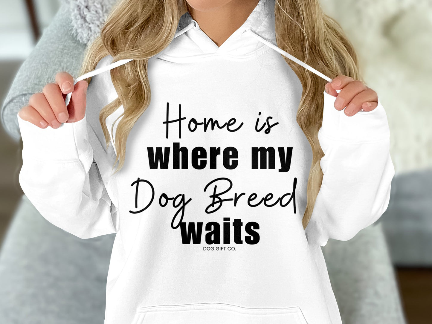 Personalised Home is Where my Dog Breed Waits - Pullover Hoodie