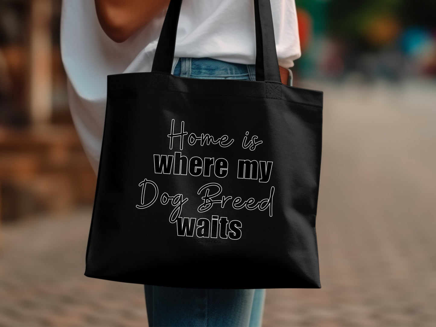 Personalised Home is Where my Dog Breed Waits - Tote Bag