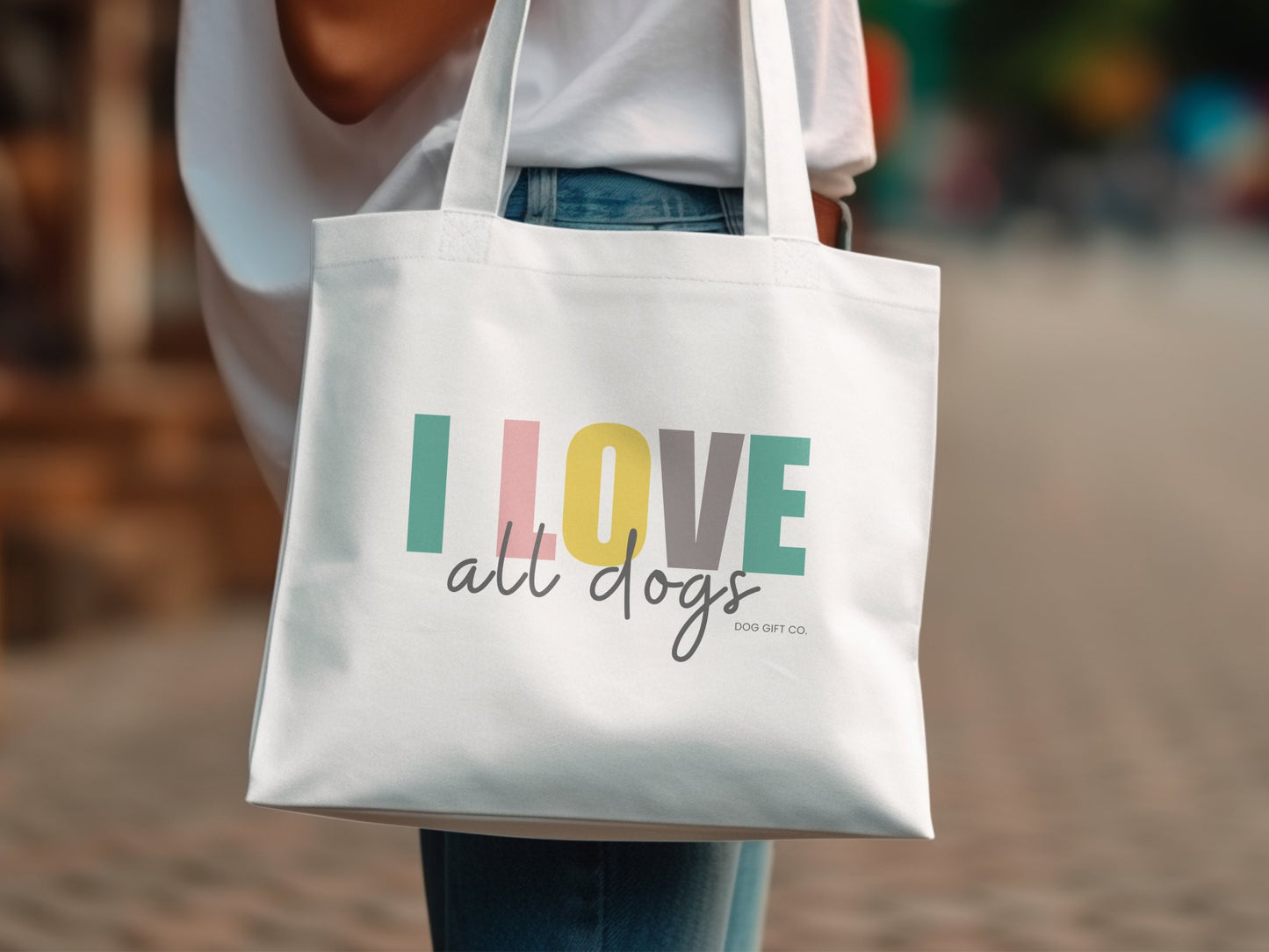 Colourful I Love All Dogs - Tote Bag