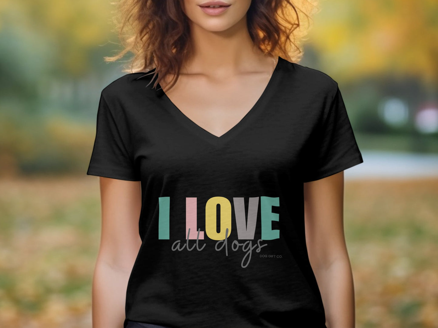 Colourful I Love All Dogs - Womens V-Neck T-shirt