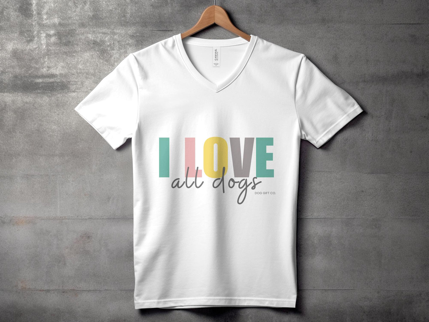 Colourful I Love All Dogs - Womens V-Neck T-shirt