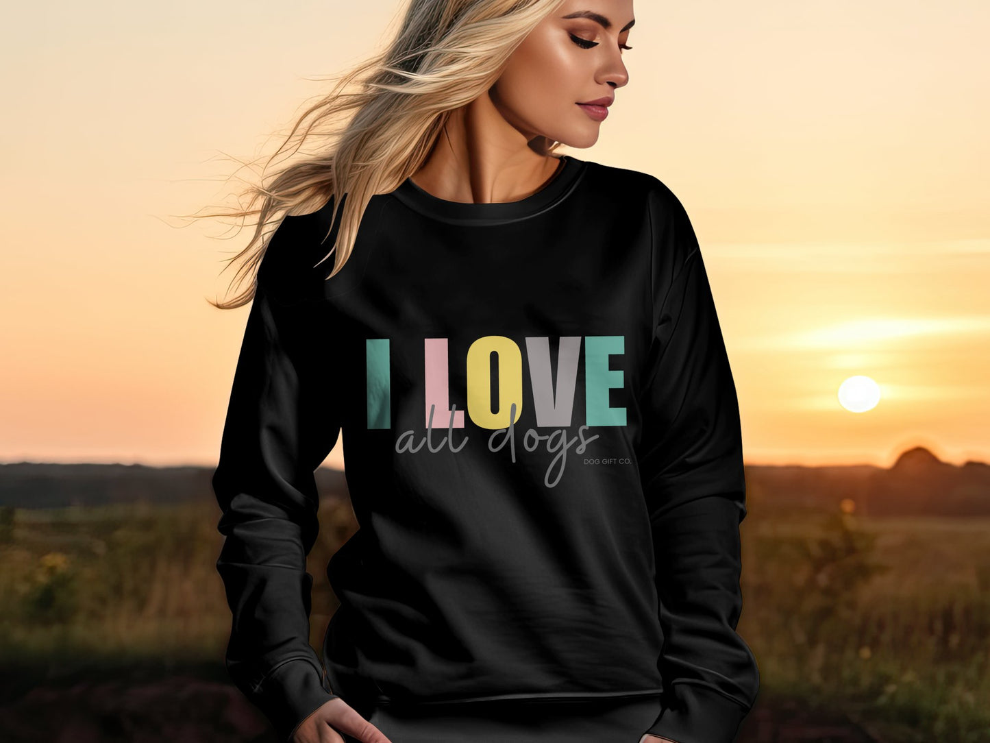 Colourful I Love All Dogs - Crewneck Sweatshirt