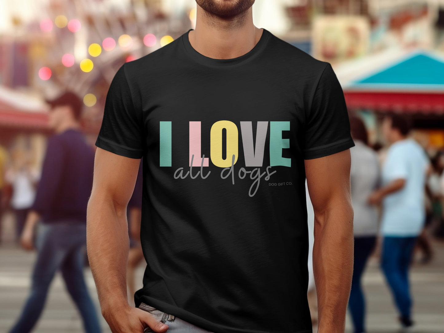 Colourful I Love All Dogs - Classic Crewneck T-shirt