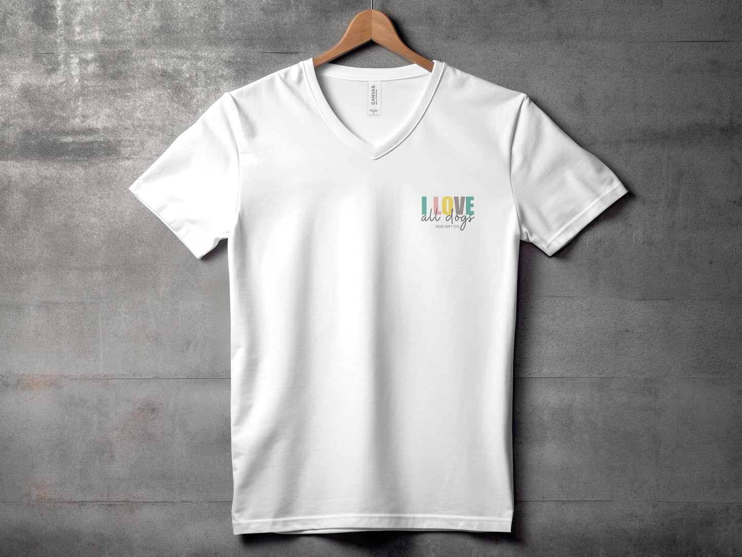 Colourful I Love All Dogs Corner - Womens V-Neck T-shirt