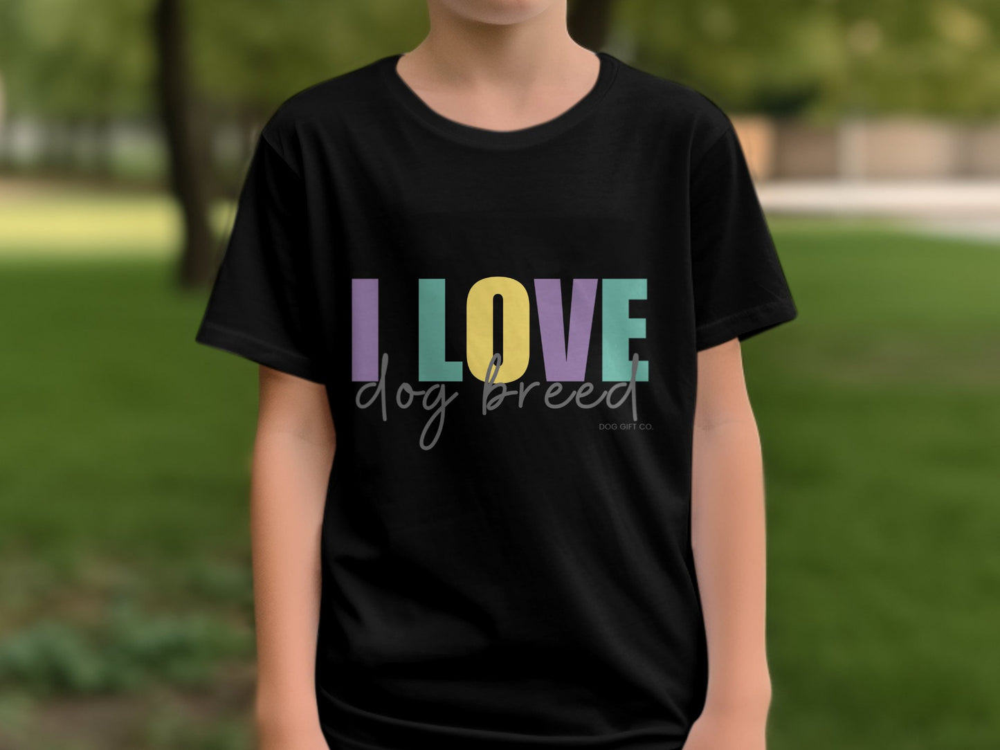 Personalised Colourful I Love Dog Breed - Classic Kids T-shirt