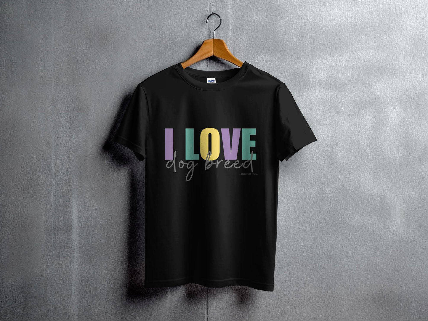 Personalised Colourful I Love Dog Breed - Classic Kids T-shirt