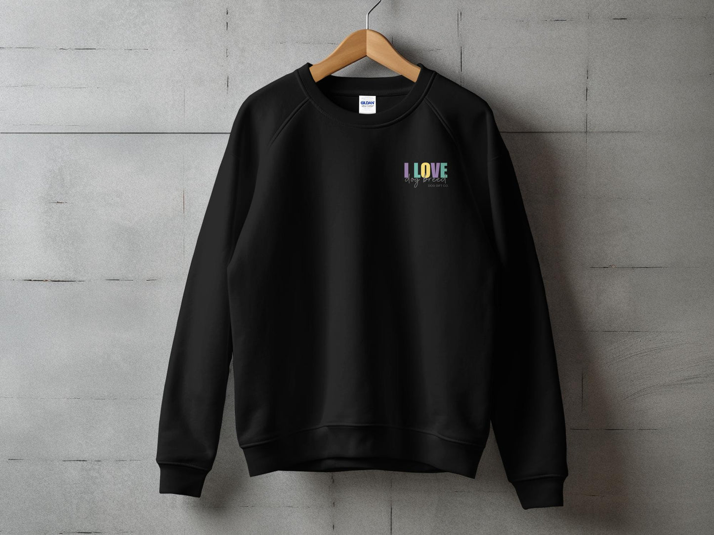 Personalised Colourful I Love Dog Breed Corner - Crewneck Sweatshirt